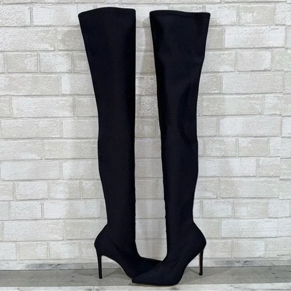 STUART WEITZMAN Ultrastuart Satin Over The Knee Boots - Balck - Sz - 5.5 - Picture 1 of 12